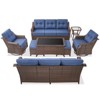 Buenhomino 8 Piece Patio Furniture Set Outdoor Sectional Sofa,High Back Patio Swivel Rocker Chairs with Ottomans Coffee Table,Brown Wicker - 2 of 4