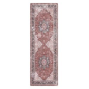 Washable Vintage Printed Rug Non Slip Low Pile Rug Soft Throw Floor Cover Foldable Indoor Carpet for Living Room Bedroom Playroom - 1 of 4