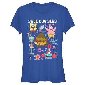 Juniors Womens SpongeBob SquarePants Save Our Seas T-Shirt