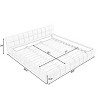 Queen Wood Bed with Upholstered Headboard, Soft Chenille Fabric Grounded King Size Platform Bed, Solid Wood Frame Bed-Baofuwish - 4 of 4
