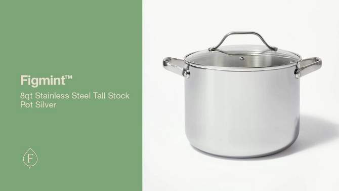 8qt Stainless Steel Tall Stock Pot Silver - Figmint&#8482;, 2 of 10, play video