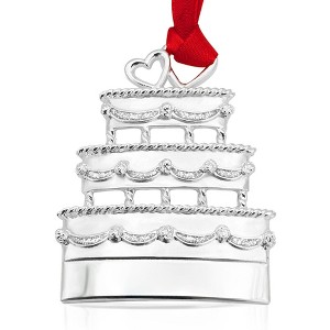 Gloria Duchin Sterling Silver Plated Wedding Cake Tree Ornament - 1 of 4