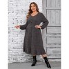 Women's Plus Size Sweater Dress Casual V Neck Long Sleeve Fall Winter Knit Dress with Pockets - 4 of 4