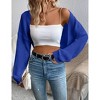 Womens Cropped Sweater Cardigan Sweater Knit Bolero Open Front Cropped Cardigan with Lantern Sleeve - 4 of 4