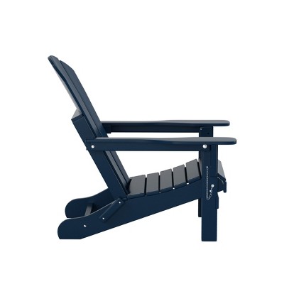 Navy Blue HDPE Outdoor Folding Adirondack Chair Set