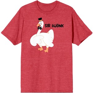 Honk Honk Am Meme Fancy Goose With Top Hat, Tie, and Monocle Unisex Red Heather Graphic Tee - 1 of 3