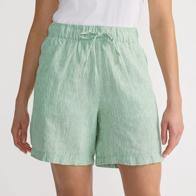 Lands' End Women's Linen High Rise Pull On 7" Shorts