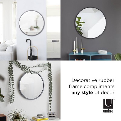 15'' Round Industrial Rubber-Trimmed Wood Wall Mirror