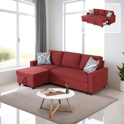 AndMakers 83.6 in. Polyester Full Size Sofa Bed with Storage