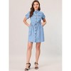 INSPIRE CHIC Women's Jean Chambray Summer Casual Button Down Denim Dresses - 3 of 4