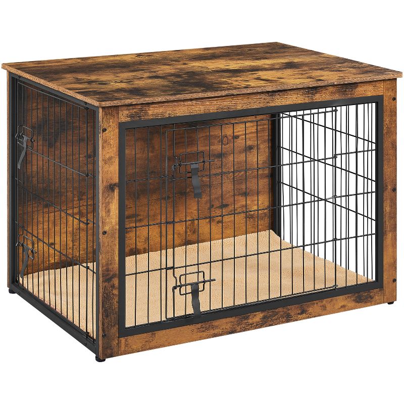 Yaheetech Industrial Multi-functional Dog Crate Wooden Dog Kennel, Rustic Brown, 1 of 8