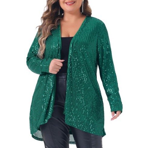 Agnes Orinda Women s Plus Size Halloween Sequin Sparkly Long Sleeve Open Front Shimmer Glitter Cardigans Target