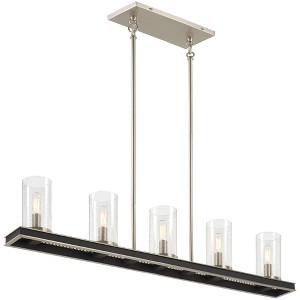 Minka Lavery Coal Nickel Linear Pendant Chandelier 40" Wide Modern Seeded Glass Shade 5-Light Fixture for Kitchen Island House - 1 of 2
