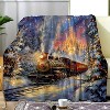 Lomsoe Vintage Christmas Train Starry Sky Print Flannel Blanket - All Seasons Soft and Warm Throw Blanket for Bed, Napping, Camping, Travel, Office - 2 of 4