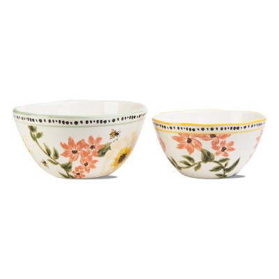 tagltd Bee Floral Bowl Set/2