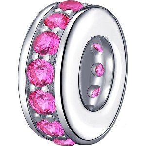 Sterling Silver Clear CZ Spacer Charm Bead for Bracelets - 1 of 4