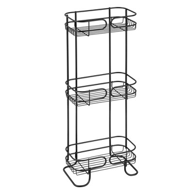 iDESIGN Neo Steel Freestanding Three Tier Storage Shelf Matte Black: Under Sink Organizer, Metal Utility Rack