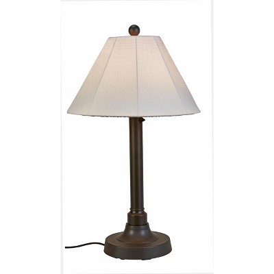 Patio Living Concepts Malibu 34 Outdoor Table Lamp with 2 Bronze Resin Body and Natural Canvas Sunbrella Shade Cover