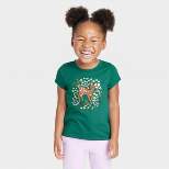 Toddler Girls' Deer Short Sleeve Shirt - Cat & Jack™ Jade Green 3T