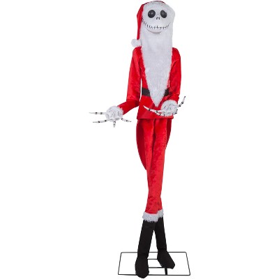 Gemmy Life Size Animated KD Jack Skellington as Santa Disney, 6.5 ft Tall, Red