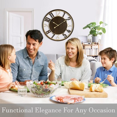 Sorbus 24" Brown Wooden Oversized Wall Clock