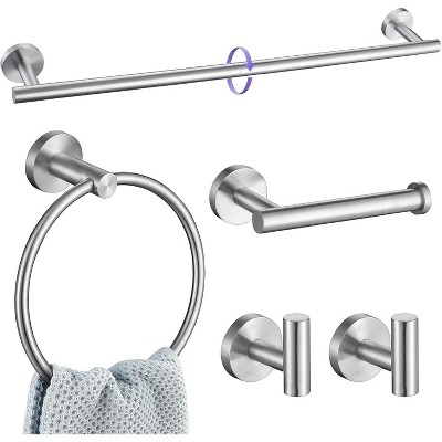 5 Pieces Brushed Nickel Bathroom Accessories, 27.5 Inch Bathroom Towel Holder