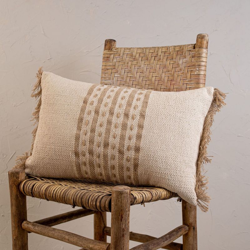 Tan Middle Striped 14X22 Hand Woven Filled Pillow - Foreside Home & Garden, 2 of 6