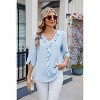 Coolmee Women's Dressy Casual Blouses 3/4 Sleeve V Neck Ruffle Tops Business Ladies Summer Work Shirt - 2 of 4