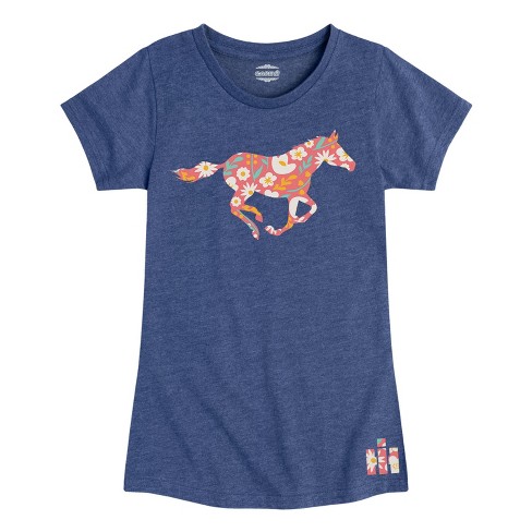 Girls' - Case IH - Floral Running Horse Fitted Short Sleeve Graphic T-Shirt - image 1 of 4