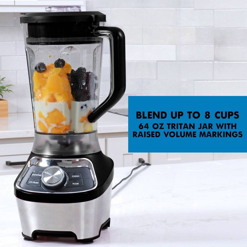 Kenmore 64 oz Stand Blender 1200W Smoothie and Ice Crush Modes Black, 5 of 9