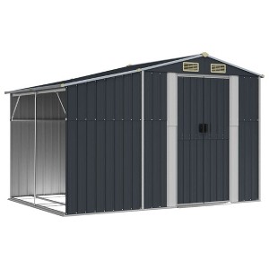 vidaXL Garden shed Metal Outdoor Storage Anthracite - Galvanized Steel Tool shed for Patio, Backyard, or Garden with Ventilation and sloped roof - 1 of 4