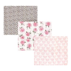 Little Treasure Baby Girl Cotton Muslin Swaddle Blankets, Rose Leopard, One Size - 1 of 2