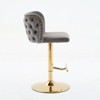 A&A Furniture,Swivel Barstools Adjusatble Seat Height With Gold-plating Base, Classic Velvet Upholstered Bar Stools ， Set of 2 - 3 of 4