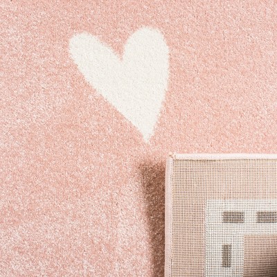 Pink and Ivory Square Kids Non-Slip Bunny Rug