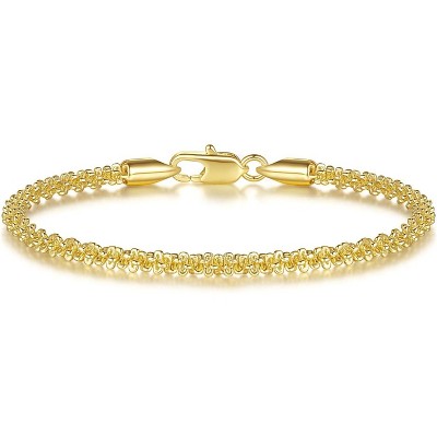 14K Gold Non-Tarnish Bracelet, Starry Rope Chain Design Adjustable 6.5-9 Inch, Jewelry Gift for Women