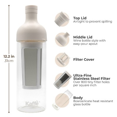 White Glass Cold Brew Coffee Maker with Silicone Top, 1L
