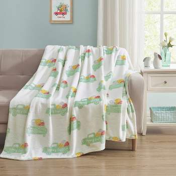 Kate Aurora Multi Easter Pick Up Trucks Ultra Soft & Plush Oversized Accent Throw Blanket - 50 In. W X 70 In. L