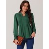 Seta T Women's V Neck Smocked Cuff Long Sleeve Pleated Casual Tunic Blouse - 3 of 4