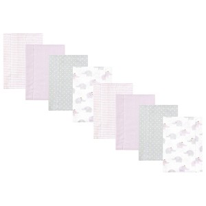 Hudson Baby Girls Cotton Poly Flannel Burp Cloths 8-Pack, One Size - 1 of 4
