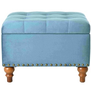CAVINAS Corduroy Storage Ottoman Bench with Metal Base and Vertical Stripe Design,Upholstered Storage Ottoman,Storage Benches for Living Room - 1 of 4