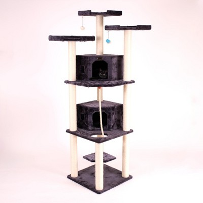 82-Inch Dark Gray Multi-Level Cat Tree with Sisal Posts