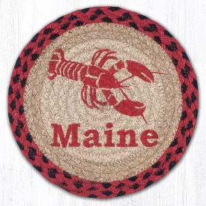 Earth Rugs Lobster Maine Round Trivet – 10" Red Lobster Print on Braided Natural Jute Table Mat - 1 of 3