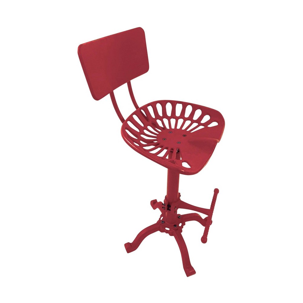 Photos - Storage Combination August Tractor Seat Stool with Back Red - Carolina Chair & Table