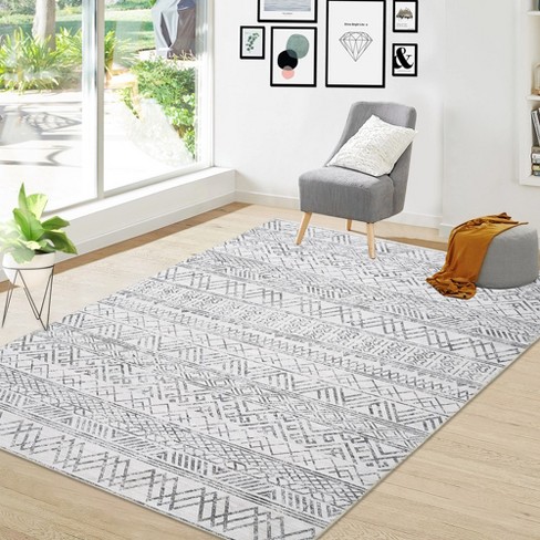Boho Machine Washable Area Rug Modern Geometric Non-slip Accent 