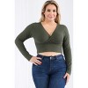 Slickblue Plus Size Ribbed Wrap Front Long Sleeve Top, Stretch Fit, Casual Style, Multiple Color Options, Size 1XL-3XL - 2 of 4