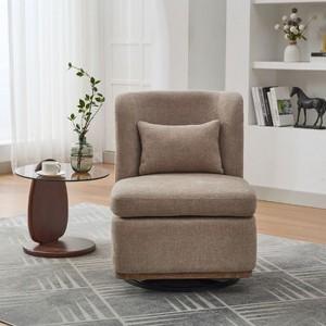 CAVINAS 25.2 "Wide Modern Chenille Swivel Accent Chair, Upholstered Lounge Chair with Metal Base and Pillow - 1 of 4