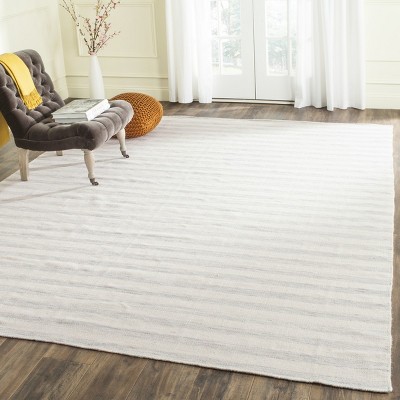 Ivory and Light Blue Wool Flat Woven 8' x 10' Area Rug