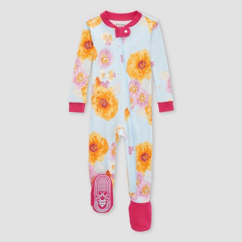 Burt's Bees Baby Baby Girls Sleeper Pajamas, Zip Front Non-Slip Footed  Sleeper PJs, 100% Organic Cotton