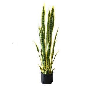 Artificial Snake Plant,Fake Sansevieria Fake Agave Potted Plants Plastic Greenery for House Living Room Home Office Outside Garden Decoration - 1 of 4
