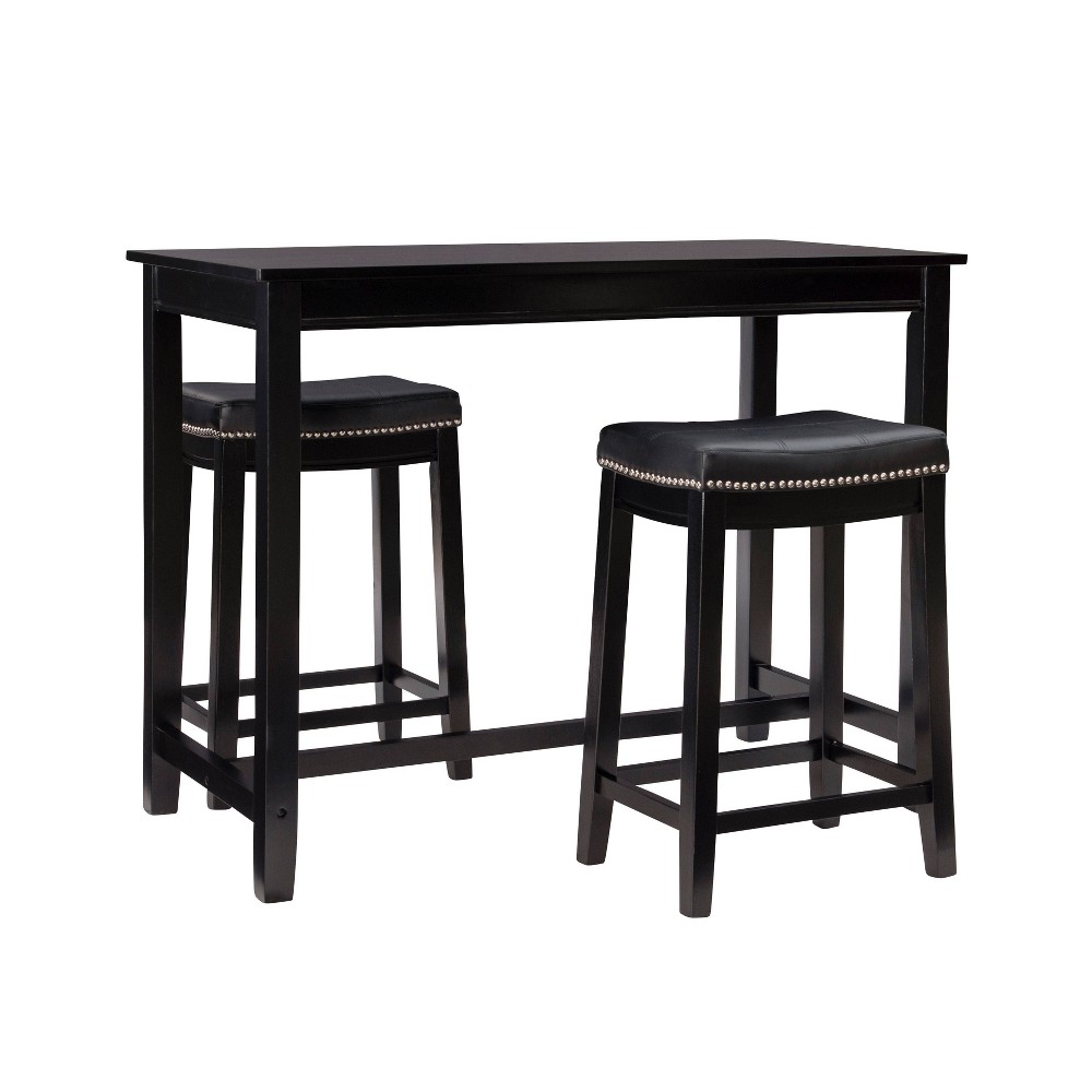 Photos - Dining Table Linon 3pc Claridge Backless Stools Counter Height Dining Set Black  